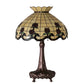 Meyda Lighting Roseborder 230474 33" 3-Light Mahogany Bronze Table Lamp With Multi-Colored Shade Glass