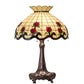 Meyda Lighting Roseborder 230474 33" 3-Light Mahogany Bronze Table Lamp With Multi-Colored Shade Glass