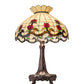 Meyda Lighting Roseborder 230474 33" 3-Light Mahogany Bronze Table Lamp With Multi-Colored Shade Glass