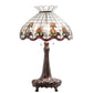 Meyda Lighting Roseborder 230639 33" 3-Light Mahogany Bronze Table Lamp With Multi-Colored Shade Glass