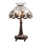 Meyda Lighting Roseborder 230639 33" 3-Light Mahogany Bronze Table Lamp With Multi-Colored Shade Glass