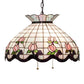 Meyda Lighting Roseborder 232764 20" 3-Light Mahogany Bronze Pendant Light With Multi-Colored Shade Glass
