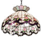 Meyda Lighting Roseborder 232764 20" 3-Light Mahogany Bronze Pendant Light With Multi-Colored Shade Glass