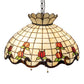 Meyda Lighting Roseborder 232767 20" 3-Light Mahogany Bronze Pendant Light With Multi-Colored Shade Glass