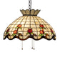 Meyda Lighting Roseborder 232767 20" 3-Light Mahogany Bronze Pendant Light With Multi-Colored Shade Glass