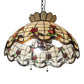 Meyda Lighting Roseborder 232767 20" 3-Light Mahogany Bronze Pendant Light With Multi-Colored Shade Glass