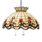 Meyda Lighting Roseborder 232767 20" 3-Light Mahogany Bronze Pendant Light With Multi-Colored Shade Glass