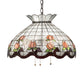 Meyda Lighting Roseborder 232769 20" 3-Light Mahogany Bronze Pendant Light With Multi-Colored Shade Glass
