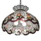 Meyda Lighting Roseborder 232771 20" 3-Light Mahogany Bronze Pendant Light With Multi-Colored Shade Glass