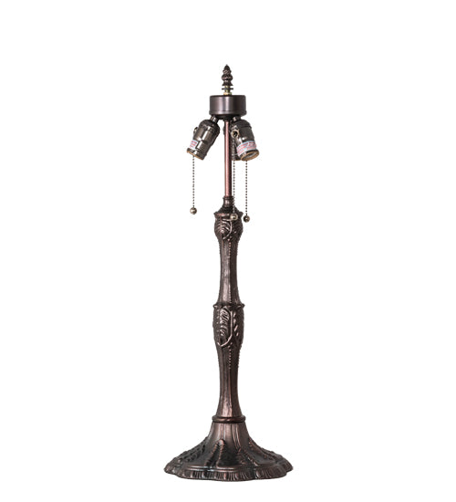 Meyda Lighting Roseborder 232793 26" 3-Light Mahogany Bronze Table Lamp With Multi-Colored Shade Glass