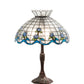Meyda Lighting Roseborder 232793 26" 3-Light Mahogany Bronze Table Lamp With Multi-Colored Shade Glass