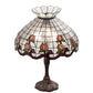 Meyda Lighting Roseborder 232794 26" 3-Light Mahogany Bronze Table Lamp With Multi-Colored Shade Glass
