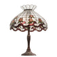 Meyda Lighting Roseborder 232794 26" 3-Light Mahogany Bronze Table Lamp With Multi-Colored Shade Glass