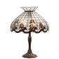Meyda Lighting Roseborder 232794 26" 3-Light Mahogany Bronze Table Lamp With Multi-Colored Shade Glass