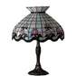 Meyda Lighting Roseborder 26" 3-Light Mahogany Bronze Table Lamp With Multi-Colored Shade Glass