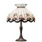 Meyda Lighting Roseborder 26" 3-Light Mahogany Bronze Table Lamp With Multi-Colored Shade Glass