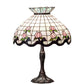 Meyda Lighting Roseborder 26" 3-Light Mahogany Bronze Table Lamp With Multi-Colored Shade Glass