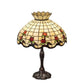 Meyda Lighting Roseborder 26" 3-Light Mahogany Bronze Table Lamp With Rose Design Shade Glass