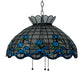 Meyda Lighting Roseborder 26918 20" 3-Light Mahogany Bronze Pendant Light With Multi-Colored Shade Glass