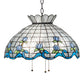 Meyda Lighting Roseborder 26918 20" 3-Light Mahogany Bronze Pendant Light With Multi-Colored Shade Glass