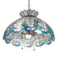 Meyda Lighting Roseborder 26918 20" 3-Light Mahogany Bronze Pendant Light With Multi-Colored Shade Glass