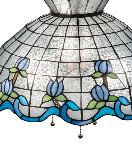 Meyda Lighting Roseborder 26918 20" 3-Light Mahogany Bronze Pendant Light With Multi-Colored Shade Glass