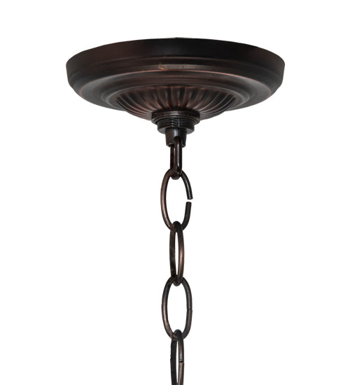Meyda Lighting Roseborder 26918 20" 3-Light Mahogany Bronze Pendant Light With Multi-Colored Shade Glass