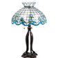 Meyda Lighting Roseborder 31" 3-Light Mahogany Bronze Table Lamp With Multi-Colored Shade Glass