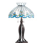 Meyda Lighting Roseborder 31" 3-Light Mahogany Bronze Table Lamp With Multi-Colored Shade Glass