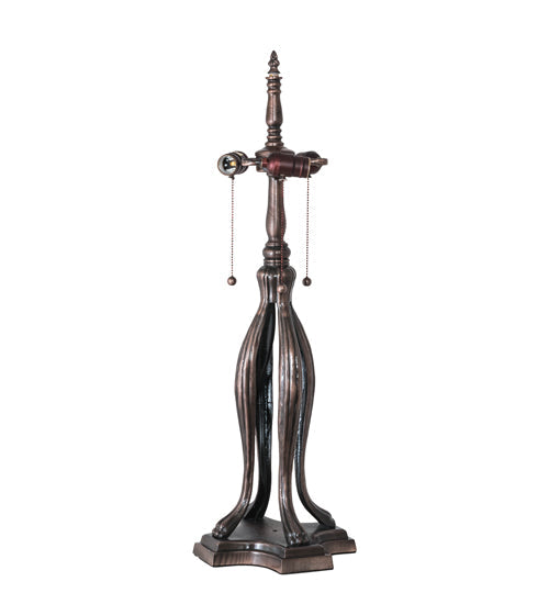 Meyda Lighting Roseborder 31" 3-Light Mahogany Bronze Table Lamp With Multi-Colored Shade Glass