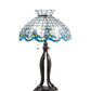 Meyda Lighting Roseborder 31" 3-Light Mahogany Bronze Table Lamp With Multi-Colored Shade Glass