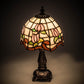 Meyda Lighting Roseborder 31210 12" Mahogany Bronze Mini Table Lamp With Multi-Colored Shade Glass