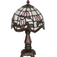 Meyda Lighting Roseborder 31210 12" Mahogany Bronze Mini Table Lamp With Multi-Colored Shade Glass
