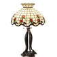 Meyda Lighting Roseborder 32" 3-Light Mahogany Bronze Table Lamp With Multi-Colored Shade Glass
