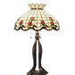 Meyda Lighting Roseborder 32" 3-Light Mahogany Bronze Table Lamp With Multi-Colored Shade Glass