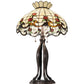Meyda Lighting Roseborder 32" 3-Light Mahogany Bronze Table Lamp With Multi-Colored Shade Glass