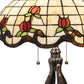 Meyda Lighting Roseborder 32" 3-Light Mahogany Bronze Table Lamp With Multi-Colored Shade Glass