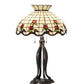 Meyda Lighting Roseborder 32" 3-Light Mahogany Bronze Table Lamp With Multi-Colored Shade Glass
