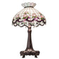 Meyda Lighting Roseborder 33" 3-Light Mahogany Bronze Table Lamp With Multi-Colored Shade Glass