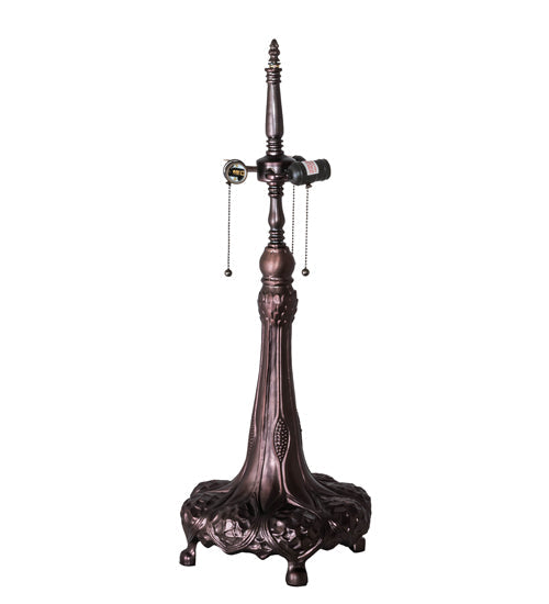 Meyda Lighting Roseborder 33" 3-Light Mahogany Bronze Table Lamp With Multi-Colored Shade Glass