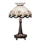 Meyda Lighting Roseborder 33" 3-Light Mahogany Bronze Table Lamp With Multi-Colored Shade Glass
