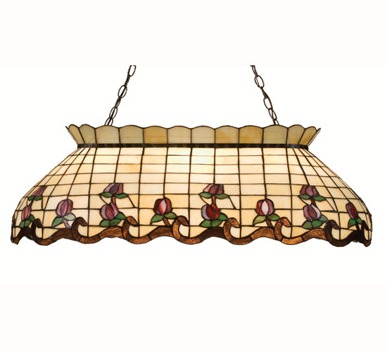 Meyda Lighting Roseborder 40" 6-Light Mahogany Bronze Island Pendant Light With Multi-Colored Shade Glass