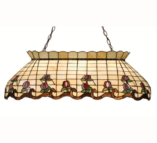 Meyda Lighting Roseborder 40" 6-Light Mahogany Bronze Island Pendant Light With Multi-Colored Shade Glass