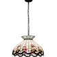 Meyda Lighting Roseborder 46579 20" 3-Light Mahogany Bronze Pendant Light With Multi-Colored Shade Glass