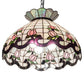 Meyda Lighting Roseborder 46579 20" 3-Light Mahogany Bronze Pendant Light With Multi-Colored Shade Glass