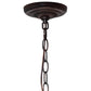 Meyda Lighting Roseborder 46579 20" 3-Light Mahogany Bronze Pendant Light With Multi-Colored Shade Glass