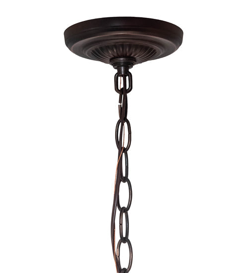 Meyda Lighting Roseborder 46579 20" 3-Light Mahogany Bronze Pendant Light With Multi-Colored Shade Glass