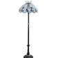 Meyda Lighting Roseborder 62" 3-Light Mahogany Bronze Floor Lamp With Blue & Clear Shade Glass