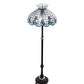 Meyda Lighting Roseborder 62" 3-Light Mahogany Bronze Floor Lamp With Blue & Clear Shade Glass