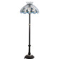 Meyda Lighting Roseborder 62" 3-Light Mahogany Bronze Floor Lamp With Blue & Clear Shade Glass